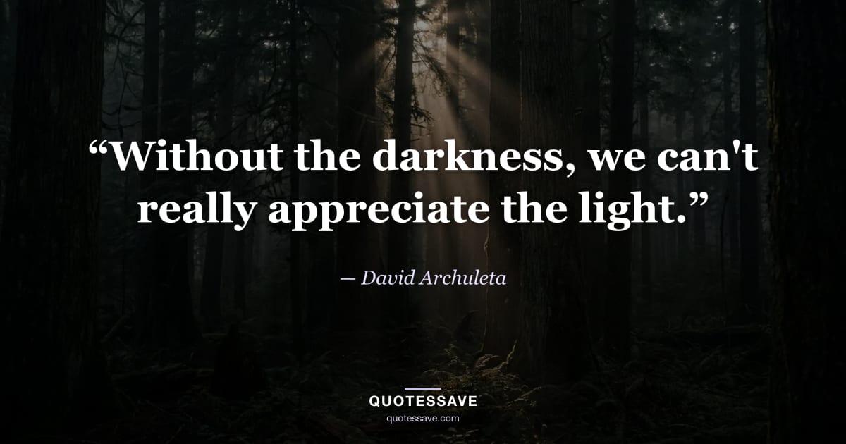 “Without the darkness, we can't really appreciate the light.” — David Archuleta