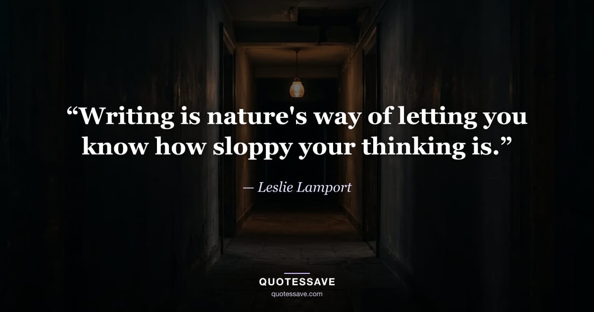 “Writing is nature's way of letting you know how sloppy your thinking is.” — Leslie Lamport
