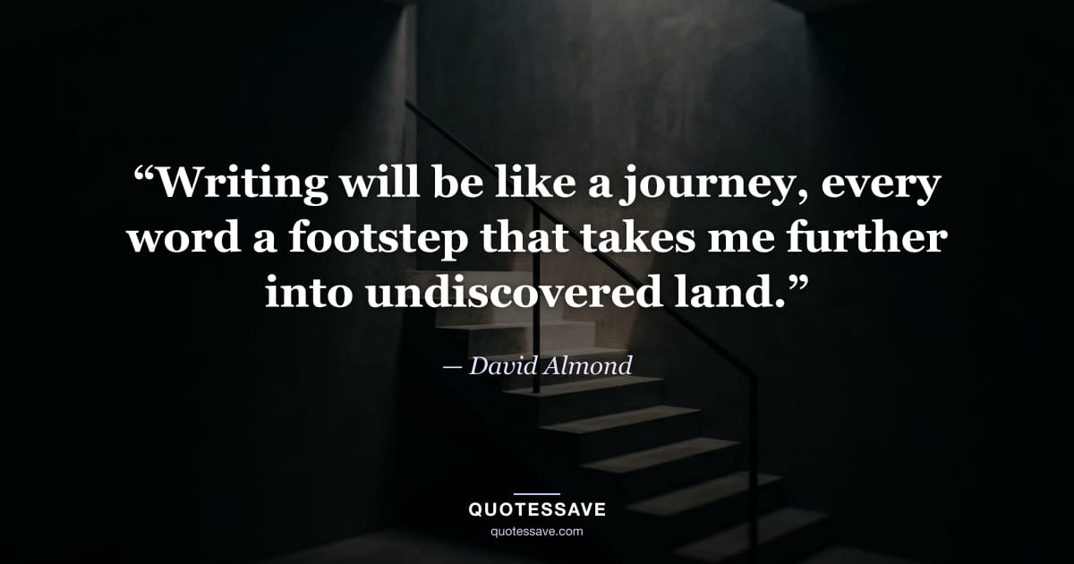 “Writing will be like a journey, every word a footstep that takes me further into undiscovered land.” — David Almond