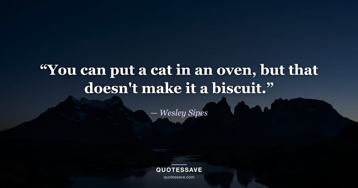 “You can put a cat in an oven, but that doesn't make it a biscuit.” — Wesley Sipes