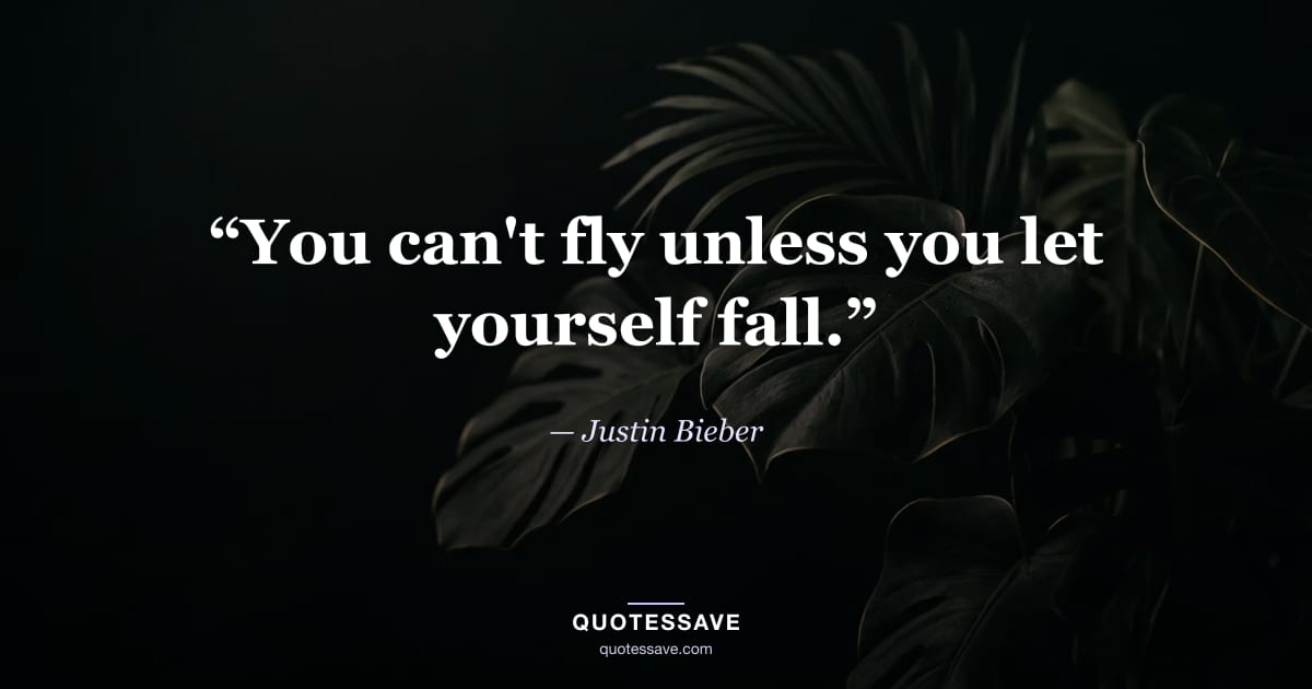 “You can't fly unless you let yourself fall.” — Justin Bieber