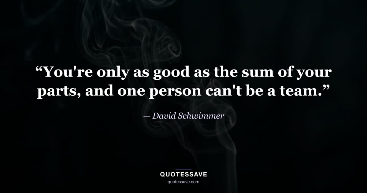 “You're only as good as the sum of your parts, and one person can't be a team.” — David Schwimmer