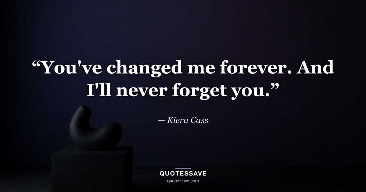 “You've changed me forever. And I'll never forget you.” — Kiera Cass